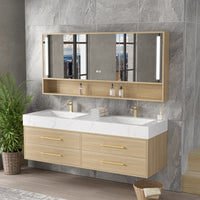 Vanité 60’’ double, miroir LED, 2 robinets et lingerie