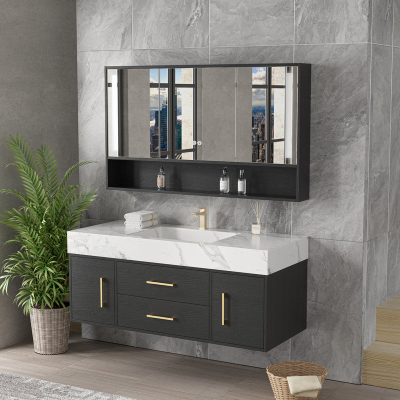 Vanité 48’’ complète – miroir LED+robinet+lingerie inclus