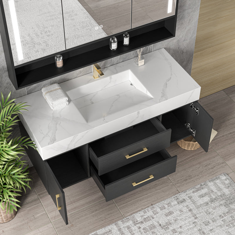Vanité 48’’ complète – miroir LED+robinet+lingerie inclus