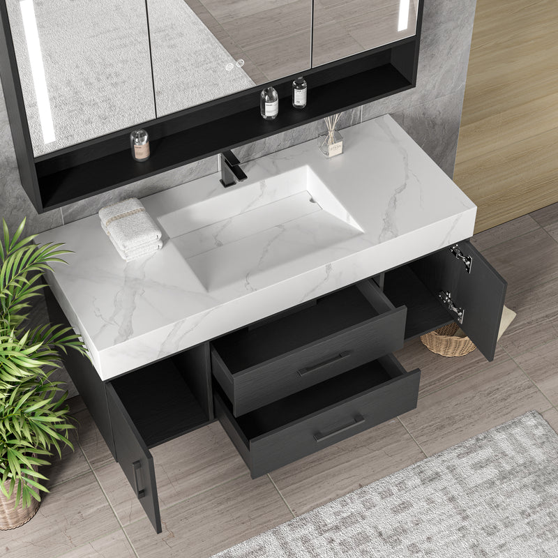 Vanité 48’’ complète – miroir LED+robinet+lingerie inclus